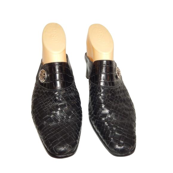 BRIGHTON  Tryst Women's Black Leather Slip-On Woven Slide Heel Mules Size US 9M - Picture 6 of 10